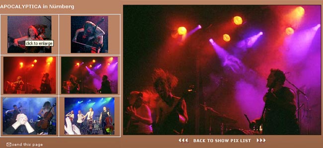 thumbnails (SHOW PIX I), enlarged version (SHOW PIX II)